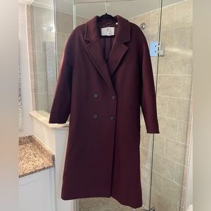 BRAND NEW TAGS ON NEVER WORN Babaton Slouch Coat CAROB CHIP PURPLE size L/G